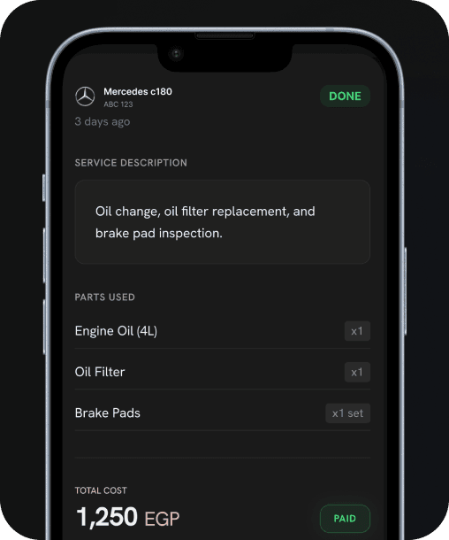 Every work order, full detail. — CarKit customer portal mockup